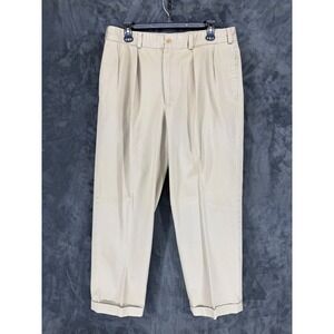 Bills Khakis M1 Pleated Trousers Mens 35 Khaki‎ Tan Cotton Made in USA Cuffed